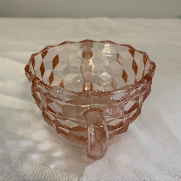 Vintage 1930’s Jeannette Glass Pink Depression Glass Cube Cubist Pink Sugar Bowl - Picture 2 of 6